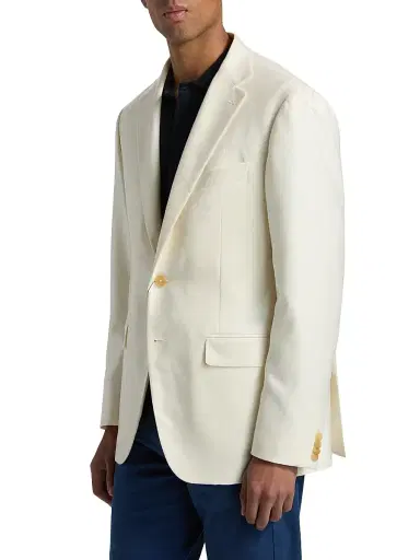 Canali Men's Kei Silk-Cashmere Sport Coat - White | Thumbnail 4 Canali Men's Kei Silk-Cashmere Sport Coat - White | Thumbnail 4