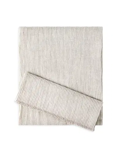 Brunello Cucinelli Women's Sparkling Striped Linen Scarf - Panama | Thumbnail 1 Brunello Cucinelli Women's Sparkling Striped Linen Scarf - Panama | Thumbnail 1