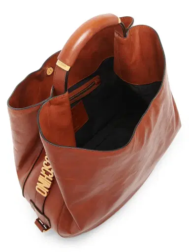 MOSCHINO Women's Handle Me Leather Hobo Bag - Hide | Thumbnail 3 MOSCHINO Women's Handle Me Leather Hobo Bag - Hide | Thumbnail 3