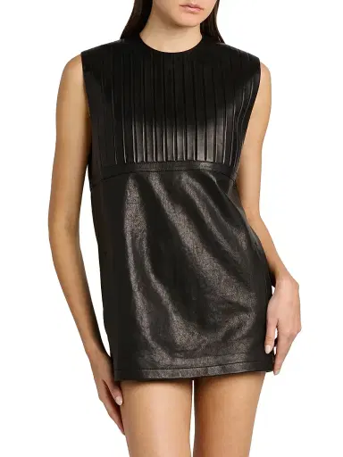 Versace Women's Ribbed Leather Minidress | Thumbnail 3 Versace Women's Ribbed Leather Minidress | Thumbnail 3