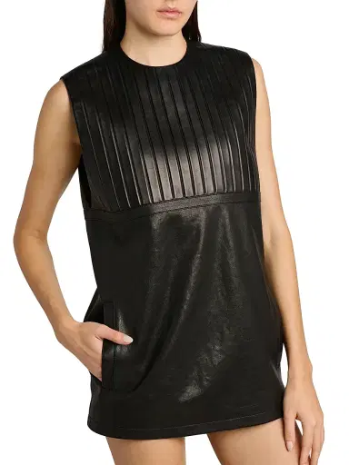 Versace Women's Ribbed Leather Minidress | Thumbnail 6 Versace Women's Ribbed Leather Minidress | Thumbnail 6