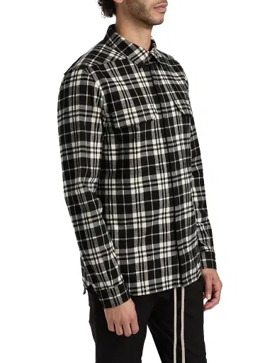 Rick Owens Men's Plaid Cotton Overshirt - Black Plaid - Size 36 | Thumbnail 4 Rick Owens Men's Plaid Cotton Overshirt - Black Plaid - Size 36 | Thumbnail 4
