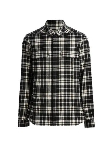 Rick Owens Men's Plaid Cotton Overshirt - Black Plaid - Size 36 | Thumbnail 1 Rick Owens Men's Plaid Cotton Overshirt - Black Plaid - Size 36 | Thumbnail 1