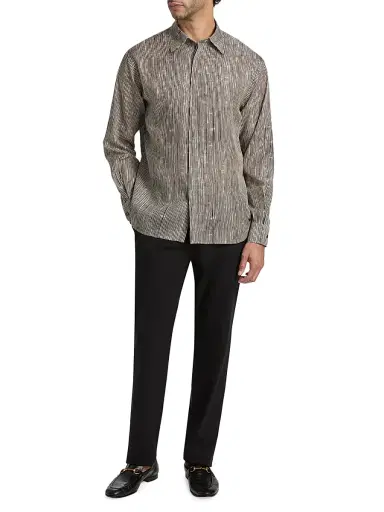 Emporio Armani Men's Irregular Stripe Sport Shirt - Fancy Irregular Line | Thumbnail 2 Emporio Armani Men's Irregular Stripe Sport Shirt - Fancy Irregular Line | Thumbnail 2