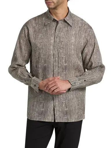 Emporio Armani Men's Irregular Stripe Sport Shirt - Fancy Irregular Line | Thumbnail 3 Emporio Armani Men's Irregular Stripe Sport Shirt - Fancy Irregular Line | Thumbnail 3