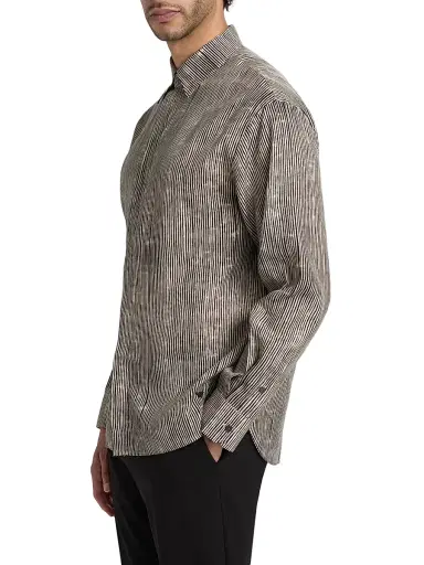 Emporio Armani Men's Irregular Stripe Sport Shirt - Fancy Irregular Line | Thumbnail 4 Emporio Armani Men's Irregular Stripe Sport Shirt - Fancy Irregular Line | Thumbnail 4