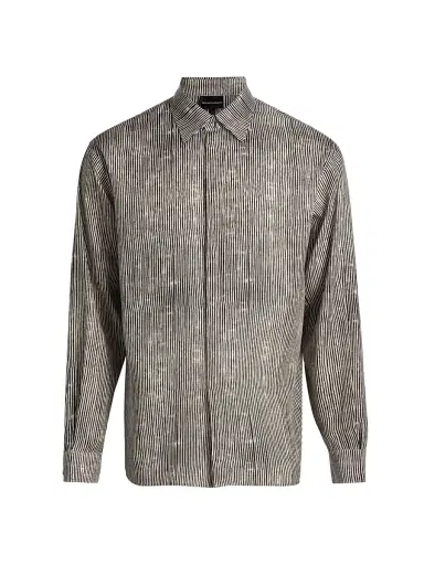 Emporio Armani Men's Irregular Stripe Sport Shirt - Fancy Irregular Line | Thumbnail 1 Emporio Armani Men's Irregular Stripe Sport Shirt - Fancy Irregular Line | Thumbnail 1