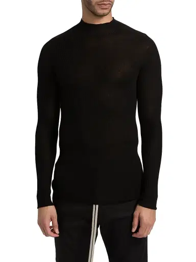 Rick Owens Men's Rib-Knit Wool Sweater - Black - Size XXL | Thumbnail 3 Rick Owens Men's Rib-Knit Wool Sweater - Black - Size XXL | Thumbnail 3