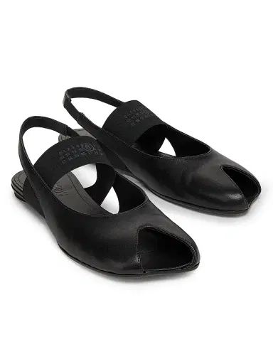 MM6 MAISON MARGIELA Women's Logo Peep-Toe Slingback Ballet Flats | Thumbnail 2 MM6 MAISON MARGIELA Women's Logo Peep-Toe Slingback Ballet Flats | Thumbnail 2