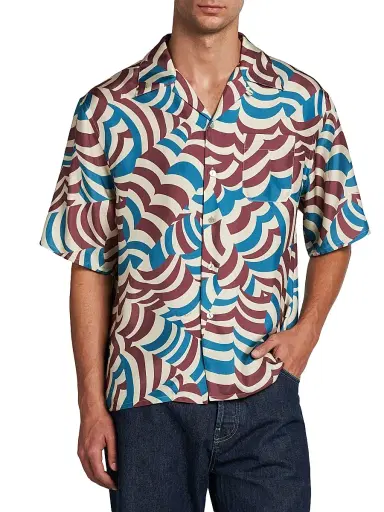 Marni Men's Yoyo Printed Twill Bowling Shirt - Tobacco | Thumbnail 3 Marni Men's Yoyo Printed Twill Bowling Shirt - Tobacco | Thumbnail 3