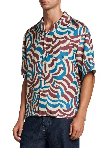 Marni Men's Yoyo Printed Twill Bowling Shirt - Tobacco | Thumbnail 4 Marni Men's Yoyo Printed Twill Bowling Shirt - Tobacco | Thumbnail 4