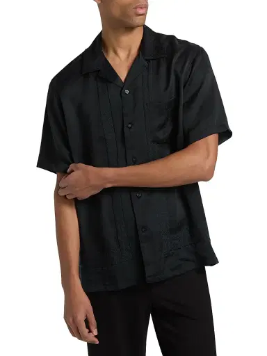Emporio Armani Men's Paisley Satin Camp Shirt - Fancy Paisley | Thumbnail 3 Emporio Armani Men's Paisley Satin Camp Shirt - Fancy Paisley | Thumbnail 3