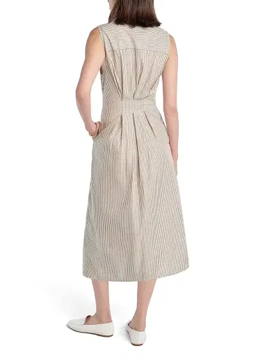 Favorite Daughter Women's The Good Behavior Striped Front-Tie Midi-Shirtdress - Soft Taupe Stripe - Size Large | Thumbnail 4 Favorite Daughter Women's The Good Behavior Striped Front-Tie Midi-Shirtdress - Soft Taupe Stripe - Size Large | Thumbnail 4