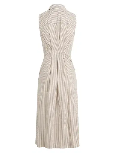 Favorite Daughter Women's The Good Behavior Striped Front-Tie Midi-Shirtdress - Soft Taupe Stripe - Size Large | Thumbnail 5 Favorite Daughter Women's The Good Behavior Striped Front-Tie Midi-Shirtdress - Soft Taupe Stripe - Size Large | Thumbnail 5