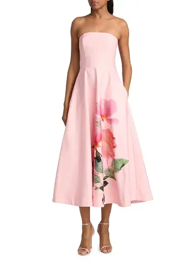 As It May Women's Flora Strapless Woven Midi-Dress - Blushing Rosettes | Thumbnail 2 As It May Women's Flora Strapless Woven Midi-Dress - Blushing Rosettes | Thumbnail 2
