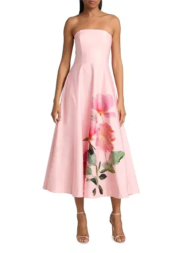 As It May Women's Flora Strapless Woven Midi-Dress - Blushing Rosettes | Thumbnail 3 As It May Women's Flora Strapless Woven Midi-Dress - Blushing Rosettes | Thumbnail 3