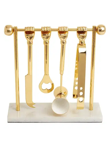 Jonathan Adler Five-Piece Macho Mantiques Barbell Brass Barware Set | Thumbnail 2 Jonathan Adler Five-Piece Macho Mantiques Barbell Brass Barware Set | Thumbnail 2