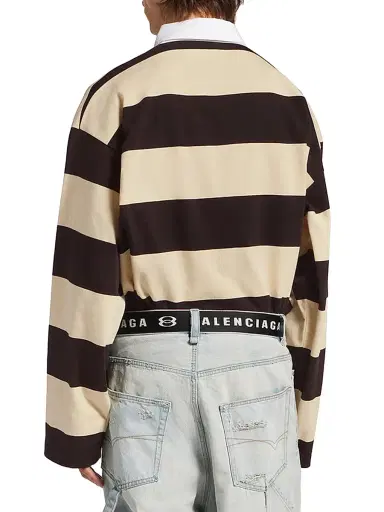 Balenciaga Men's Polo Shirt - Dark Brown Beige - Size Small | Thumbnail 5 Balenciaga Men's Polo Shirt - Dark Brown Beige - Size Small | Thumbnail 5