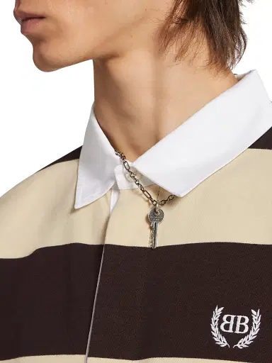 Balenciaga Men's Polo Shirt - Dark Brown Beige - Size Small | Thumbnail 6 Balenciaga Men's Polo Shirt - Dark Brown Beige - Size Small | Thumbnail 6