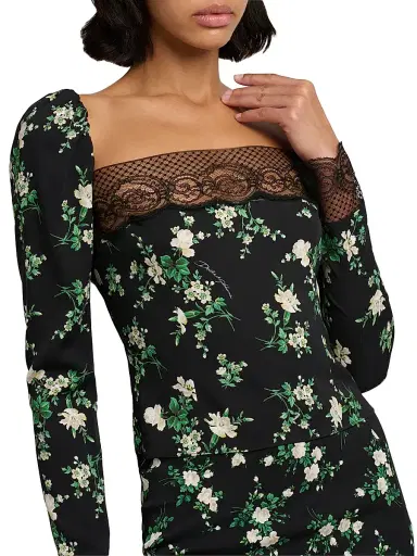 Dolce & Gabbana Women's Floral Lace-Trim Puff-Shoulder Top - Rosa Garof Bco Fnero | Thumbnail 6 Dolce & Gabbana Women's Floral Lace-Trim Puff-Shoulder Top - Rosa Garof Bco Fnero | Thumbnail 6