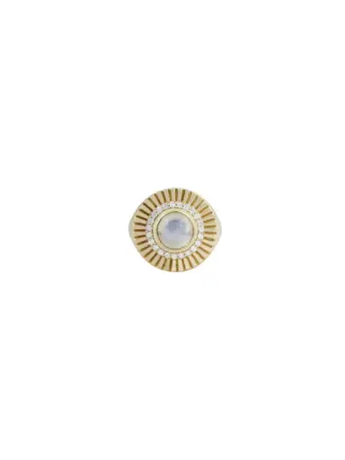 Wish Fine Jewelry 2.94ct Diamond Moon Stone 14K Gold Fluted Ring | Thumbnail 1 Wish Fine Jewelry 2.94ct Diamond Moon Stone 14K Gold Fluted Ring | Thumbnail 1