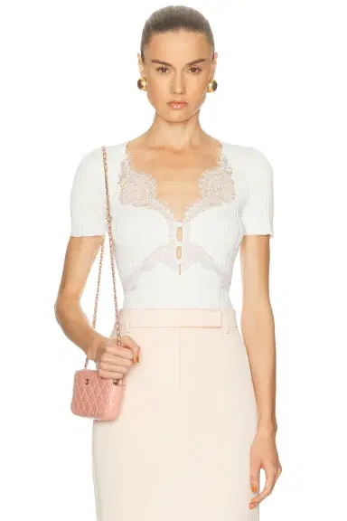 self-portrait Lace Trim Knit Top | Thumbnail 1 self-portrait Lace Trim Knit Top | Thumbnail 1