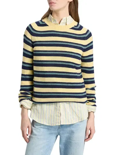 The Elder Statesman Women's Laurel Striped Cashmere Sweater - Cypress Stripe | Thumbnail 3 The Elder Statesman Women's Laurel Striped Cashmere Sweater - Cypress Stripe | Thumbnail 3