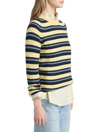 The Elder Statesman Women's Laurel Striped Cashmere Sweater - Cypress Stripe | Thumbnail 4 The Elder Statesman Women's Laurel Striped Cashmere Sweater - Cypress Stripe | Thumbnail 4