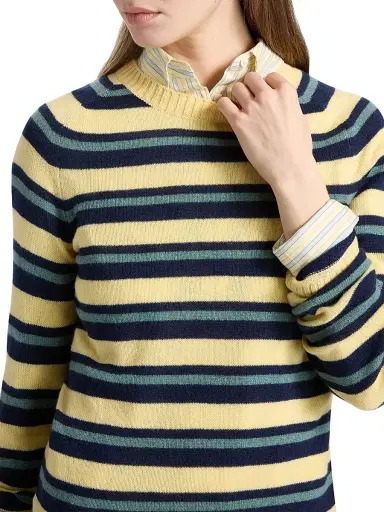 The Elder Statesman Women's Laurel Striped Cashmere Sweater - Cypress Stripe | Thumbnail 6 The Elder Statesman Women's Laurel Striped Cashmere Sweater - Cypress Stripe | Thumbnail 6