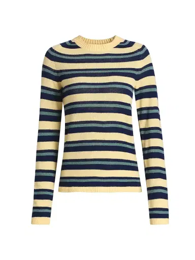 The Elder Statesman Women's Laurel Striped Cashmere Sweater - Cypress Stripe | Thumbnail 1 The Elder Statesman Women's Laurel Striped Cashmere Sweater - Cypress Stripe | Thumbnail 1