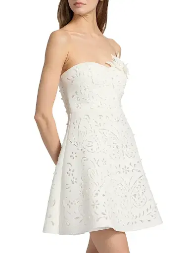 BADGLEY MISCHKA Women's Butterfly Cut-Out Embellished Strapless Scuba Cocktail Dress | Thumbnail 4 BADGLEY MISCHKA Women's Butterfly Cut-Out Embellished Strapless Scuba Cocktail Dress | Thumbnail 4