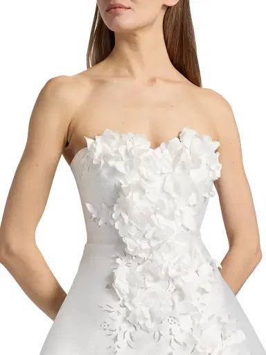 Badgley Mischka Women's Floral Appliqué Strapless Cocktail Dress - Light | Thumbnail 6 Badgley Mischka Women's Floral Appliqué Strapless Cocktail Dress - Light | Thumbnail 6