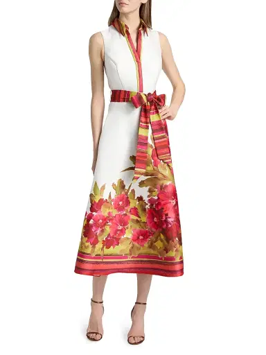 Badgley Mischka Women's Border Floral Belted Cocktail Dress - Multi | Thumbnail 2 Badgley Mischka Women's Border Floral Belted Cocktail Dress - Multi | Thumbnail 2