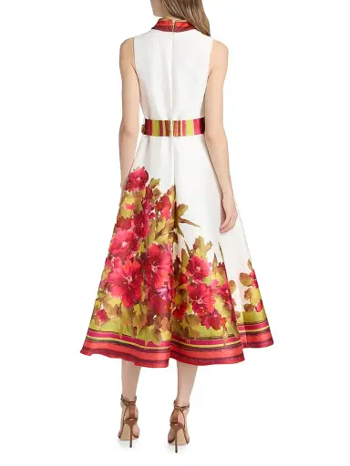 Badgley Mischka Women's Border Floral Belted Cocktail Dress - Multi | Thumbnail 5 Badgley Mischka Women's Border Floral Belted Cocktail Dress - Multi | Thumbnail 5