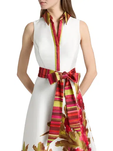Badgley Mischka Women's Border Floral Belted Cocktail Dress - Multi | Thumbnail 6 Badgley Mischka Women's Border Floral Belted Cocktail Dress - Multi | Thumbnail 6