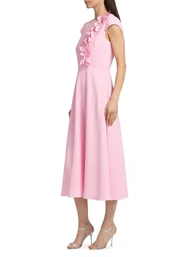 Badgley Mischka Women's Floral Appliqué Cap-Sleeve Midi-Dress - Peony | Thumbnail 4 Badgley Mischka Women's Floral Appliqué Cap-Sleeve Midi-Dress - Peony | Thumbnail 4