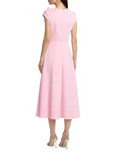 Badgley Mischka Women's Floral Appliqué Cap-Sleeve Midi-Dress - Peony | Thumbnail 5 Badgley Mischka Women's Floral Appliqué Cap-Sleeve Midi-Dress - Peony | Thumbnail 5