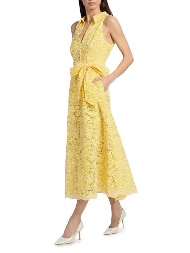 BADGLEY MISCHKA Women's Eyelet Lace Belted Midi-Dress | Thumbnail 2 BADGLEY MISCHKA Women's Eyelet Lace Belted Midi-Dress | Thumbnail 2