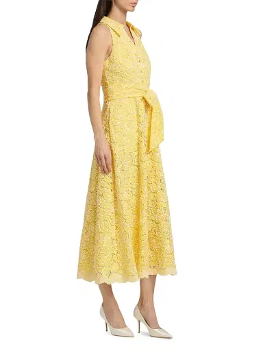 BADGLEY MISCHKA Women's Eyelet Lace Belted Midi-Dress | Thumbnail 4 BADGLEY MISCHKA Women's Eyelet Lace Belted Midi-Dress | Thumbnail 4