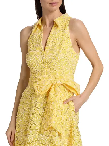 BADGLEY MISCHKA Women's Eyelet Lace Belted Midi-Dress | Thumbnail 6 BADGLEY MISCHKA Women's Eyelet Lace Belted Midi-Dress | Thumbnail 6