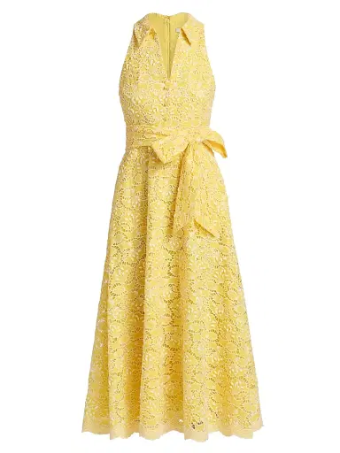 BADGLEY MISCHKA Women's Eyelet Lace Belted Midi-Dress | Thumbnail 1 BADGLEY MISCHKA Women's Eyelet Lace Belted Midi-Dress | Thumbnail 1