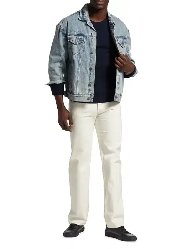 Nili Lotan Men's Billie Straight-Fit Jeans - Cream | Thumbnail 2 Nili Lotan Men's Billie Straight-Fit Jeans - Cream | Thumbnail 2