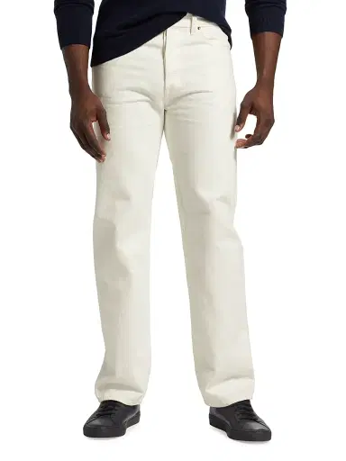 Nili Lotan Men's Billie Straight-Fit Jeans - Cream | Thumbnail 3 Nili Lotan Men's Billie Straight-Fit Jeans - Cream | Thumbnail 3
