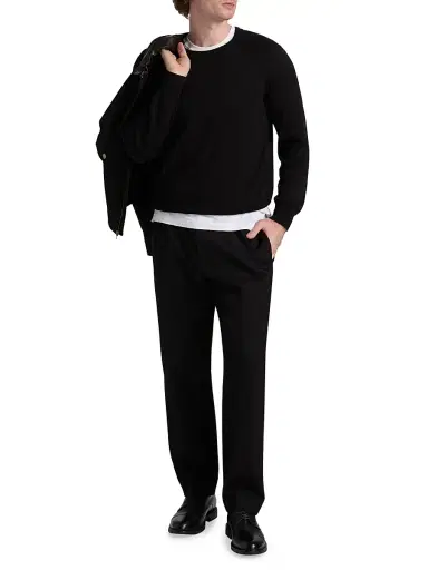 Nili Lotan Men's Lawrence Virgin Wool Pants - Black | Thumbnail 2 Nili Lotan Men's Lawrence Virgin Wool Pants - Black | Thumbnail 2