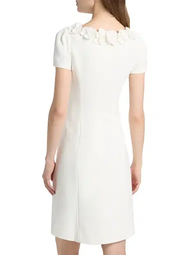 Teri Jon by Rickie Freeman Women's Crepe 3D Flower Imitation Pearl-Trim Minidress - White | Thumbnail 5 Teri Jon by Rickie Freeman Women's Crepe 3D Flower Imitation Pearl-Trim Minidress - White | Thumbnail 5
