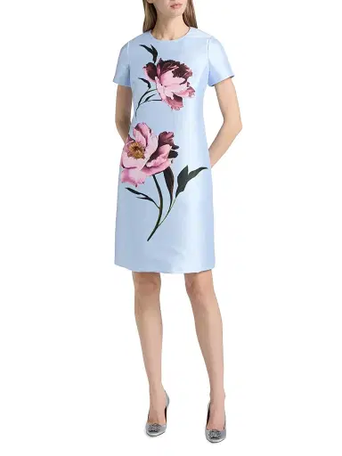 Teri Jon by Rickie Freeman Women's Floral Placement Faille A-Line Dress - Ice Blue Multi - Size 16 | Thumbnail 2 Teri Jon by Rickie Freeman Women's Floral Placement Faille A-Line Dress - Ice Blue Multi - Size 16 | Thumbnail 2