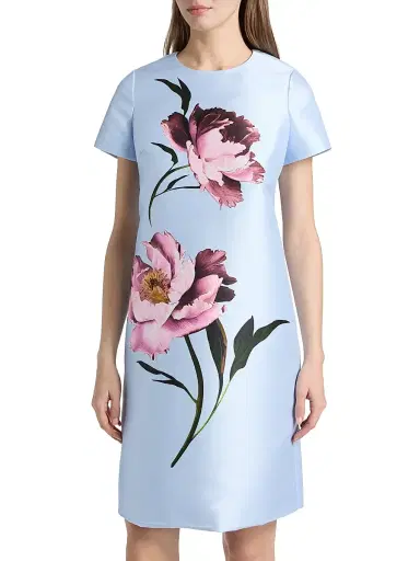 Teri Jon by Rickie Freeman Women's Floral Placement Faille A-Line Dress - Ice Blue Multi - Size 16 | Thumbnail 3 Teri Jon by Rickie Freeman Women's Floral Placement Faille A-Line Dress - Ice Blue Multi - Size 16 | Thumbnail 3