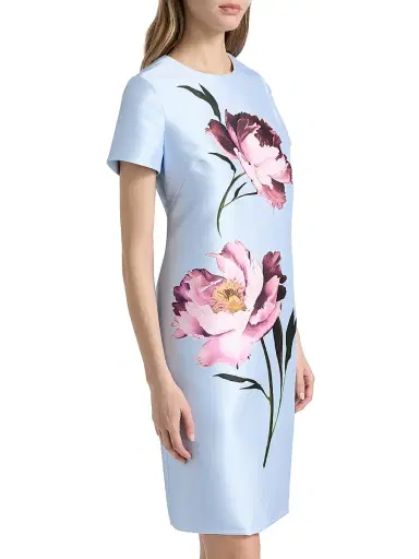 Teri Jon by Rickie Freeman Women's Floral Placement Faille A-Line Dress - Ice Blue Multi - Size 16 | Thumbnail 4 Teri Jon by Rickie Freeman Women's Floral Placement Faille A-Line Dress - Ice Blue Multi - Size 16 | Thumbnail 4