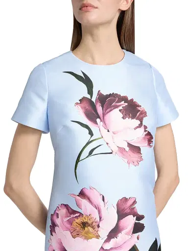 Teri Jon by Rickie Freeman Women's Floral Placement Faille A-Line Dress - Ice Blue Multi - Size 16 | Thumbnail 6 Teri Jon by Rickie Freeman Women's Floral Placement Faille A-Line Dress - Ice Blue Multi - Size 16 | Thumbnail 6