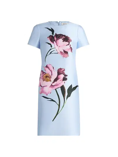 Teri Jon by Rickie Freeman Women's Floral Placement Faille A-Line Dress - Ice Blue Multi - Size 16 | Thumbnail 1 Teri Jon by Rickie Freeman Women's Floral Placement Faille A-Line Dress - Ice Blue Multi - Size 16 | Thumbnail 1